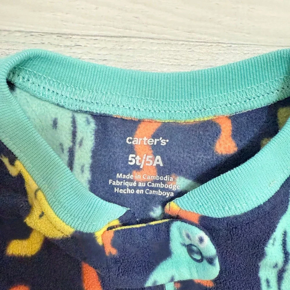 Carters kids monster print one piece footed‎ pajamas 5T